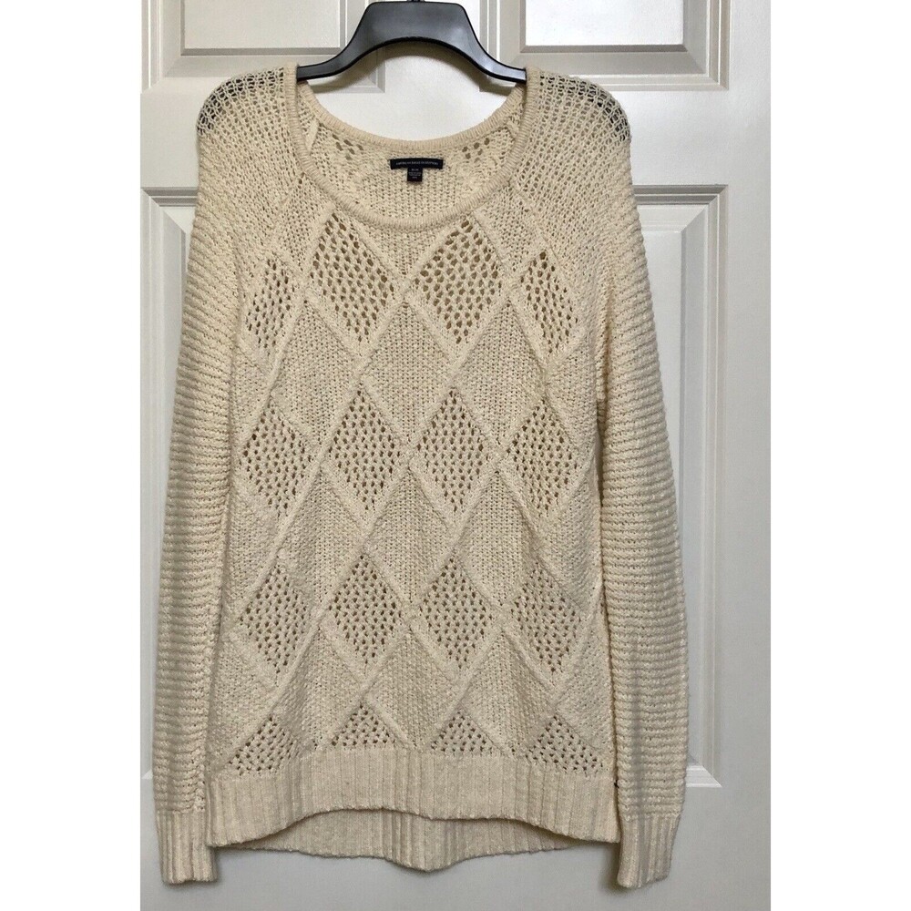 American Eagle Outfitters Women's Soft Cable Knit Sweater Ivory Size M Pullover